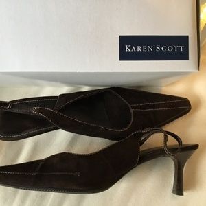 Karen Scott Dark Brown Suede Heels, Size 8.5